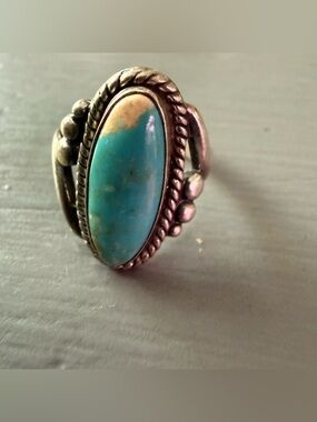 Vintage Bell Trading Post Native American Sterling Silver Turquoise Ring Size 5